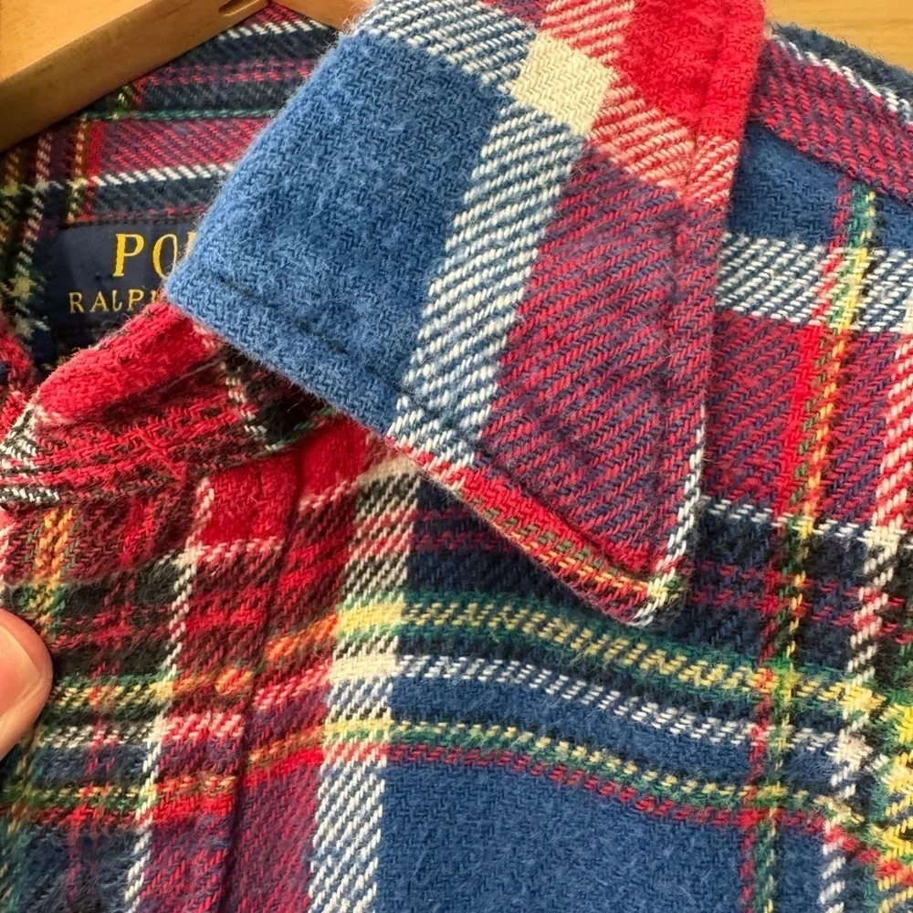Polo  Ralph Lauren Red and Blue Casual Button Down Shirt Plaid Cotton / XSM